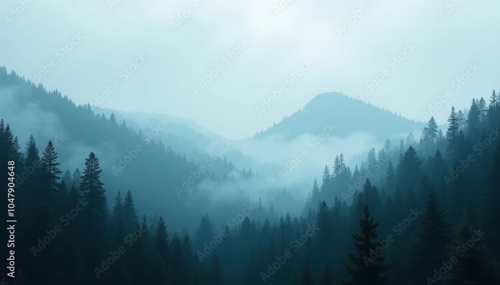 Obraz premium Misty mountain forest serene and untouched