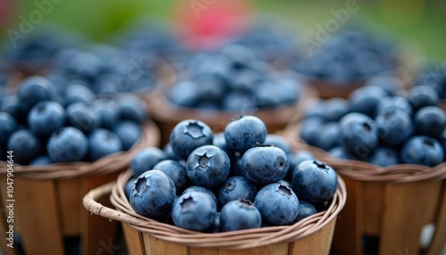 Wallpaper Mural  Fresh blueberries in wooden baskets ready for picking Torontodigital.ca