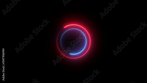 neon glowing circle frame background.Lines Blinkin Loop Animation. Alpha Channel