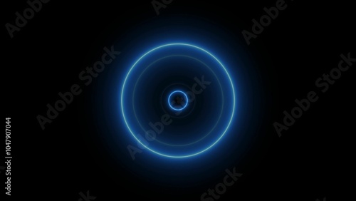 Abstract neon circle radio waves looping background . Colorful neon line circle animation.