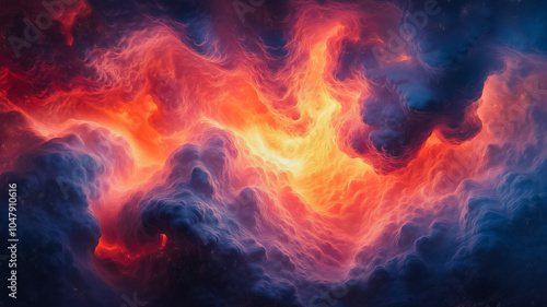 A colorful, swirling galaxy with a bright orange flame in the center. The colors are vibrant and the overall mood is energetic and dynamic photo