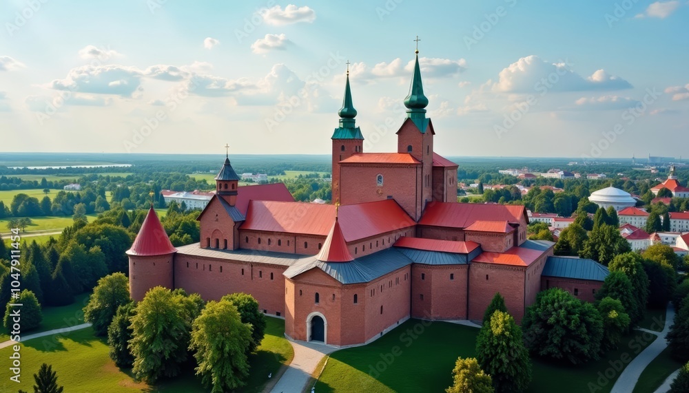 Elegant Gothic Revival Church in a serene landscape Elegant Gothic Revival Church in a serene landscape