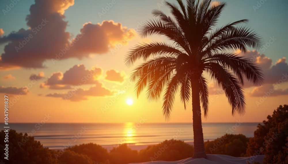 Obraz premium Sunset serenity with a tropical twist