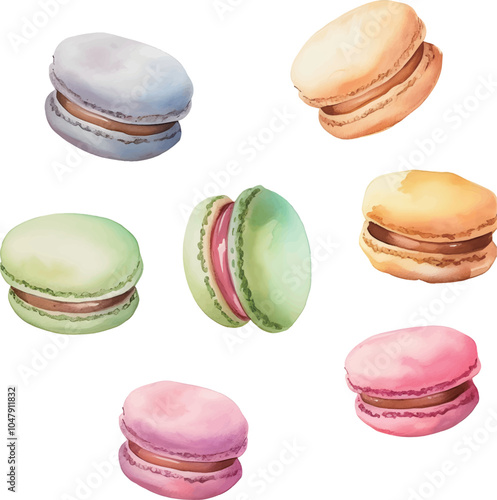 colorful macaroons isolated on white