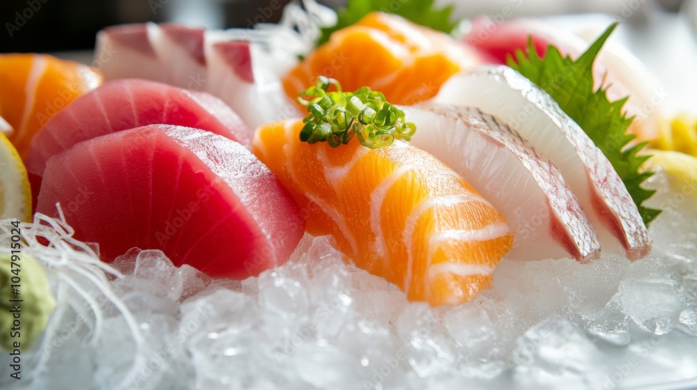 Elegant Sashimi Selection on Ice for Dining Experience Elegant Sashimi Selection on Ice for Dining Experience