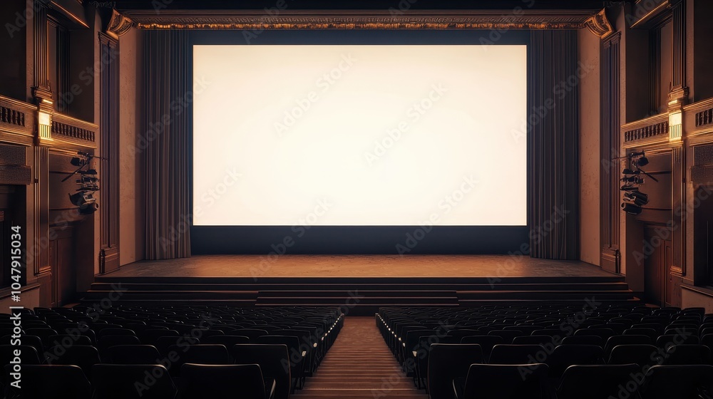 Fototapeta premium Empty Theatre with Blank Projection Screen