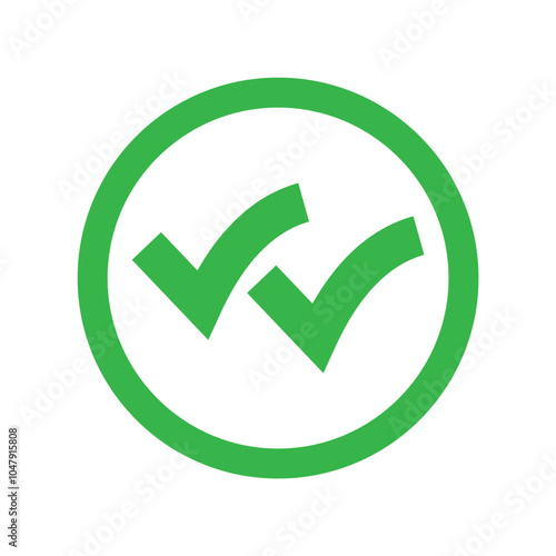 Double tick check mark icon vector. Flat style double tick logo check mark icon. Accept button Isolated on transparent background. Vector illustration.