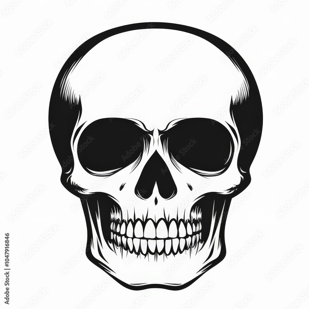 Obraz premium Classic skull symbol, bold and simple, black and white