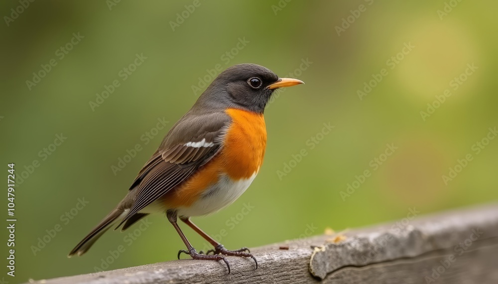 Fototapeta premium Vibrant bird perched on wooden fence