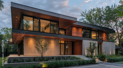 Wallpaper Mural Modern Concrete and Wood Residence with Landscaped Yard Torontodigital.ca