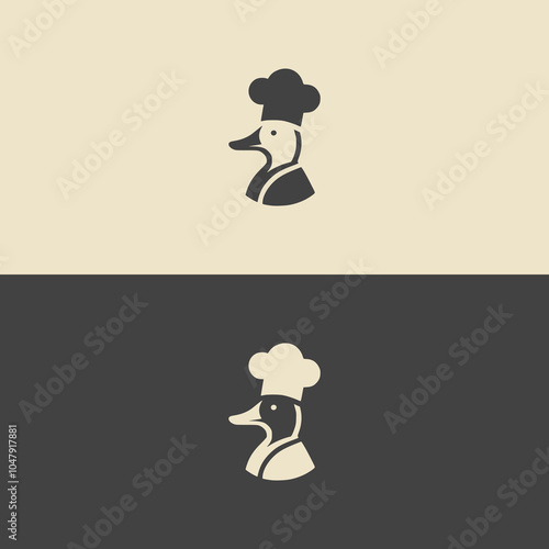 duck chef restaurant food logo vector illustration template design