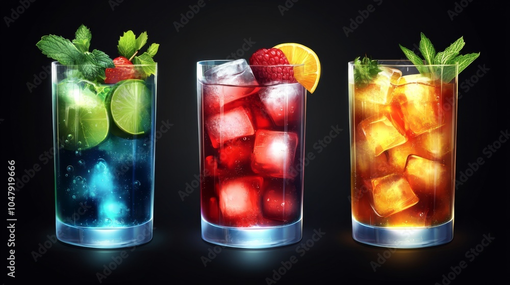Fototapeta premium Refreshing Beverages with Unique Flavors and Garnishes