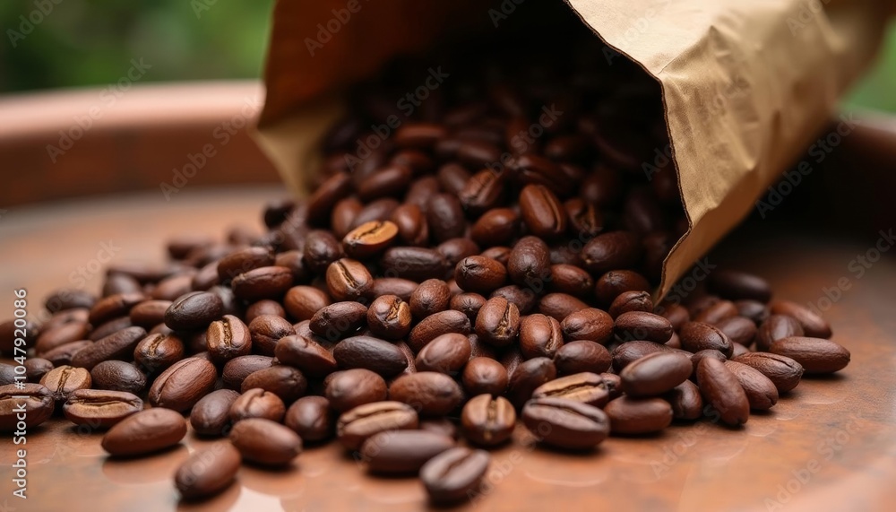 Fototapeta premium Freshly roasted coffee beans ready to brew