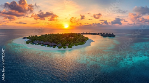 beautiful sunset on an island in the middle of the mart