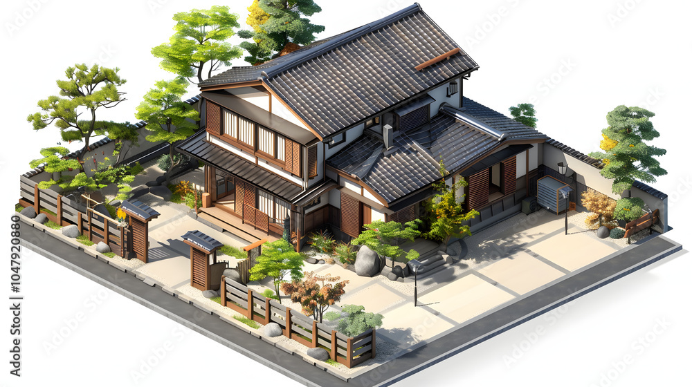 Fototapeta premium Detached House japanese design 3D 
