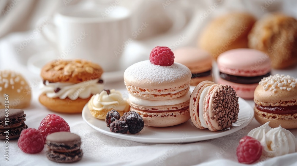 Miniature Food Photography with Colorful Macarons Miniature Food Photography with Colorful Macarons