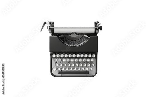 Vintage typewriter on a white isolate background, perfect for creative writing themes. isolated on transparent background.