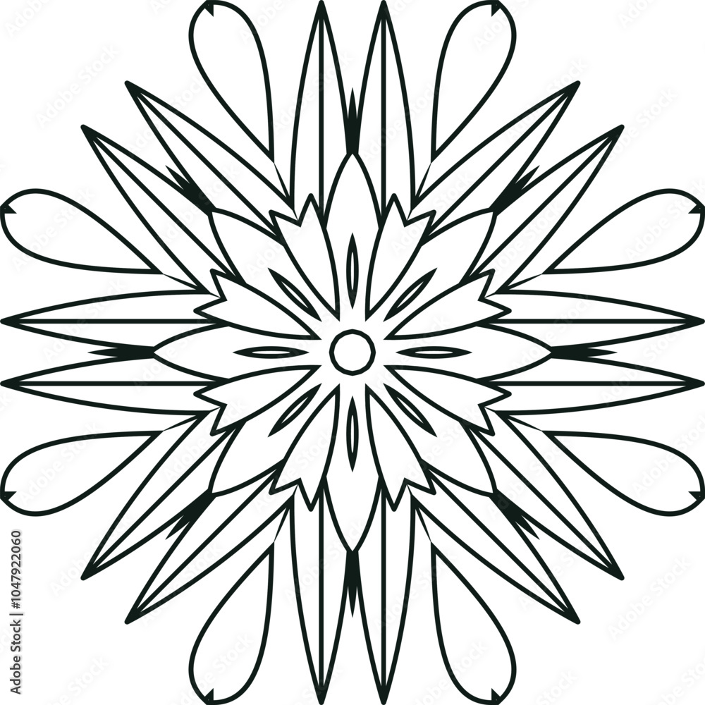 Obraz premium Flower Mandala Art Easy Circular Pattern in the Form of a Mandala Decorative Ornament in Ethnic Oriental Style.