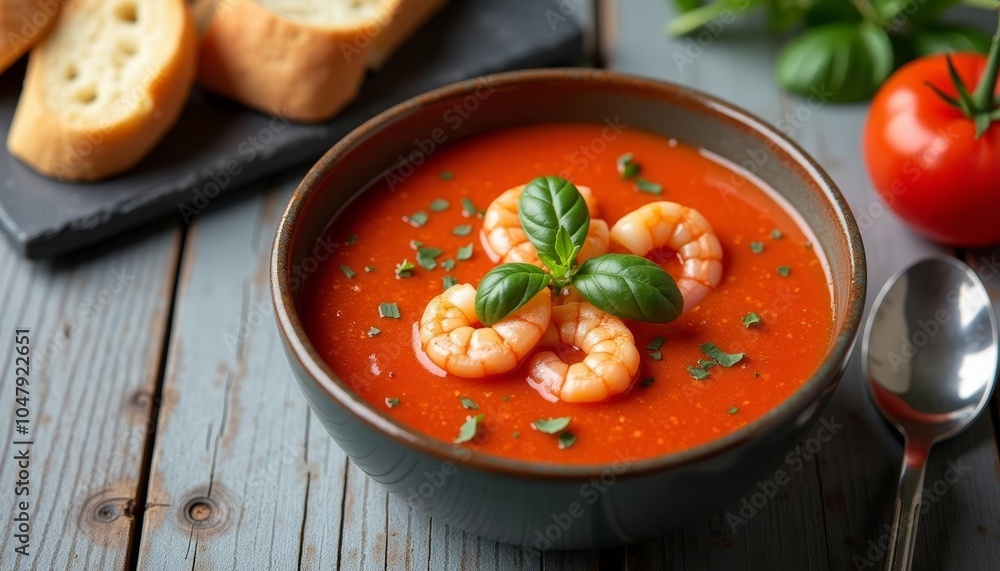 Delicious seafood soup ready to be savored Delicious seafood soup ready to be savored