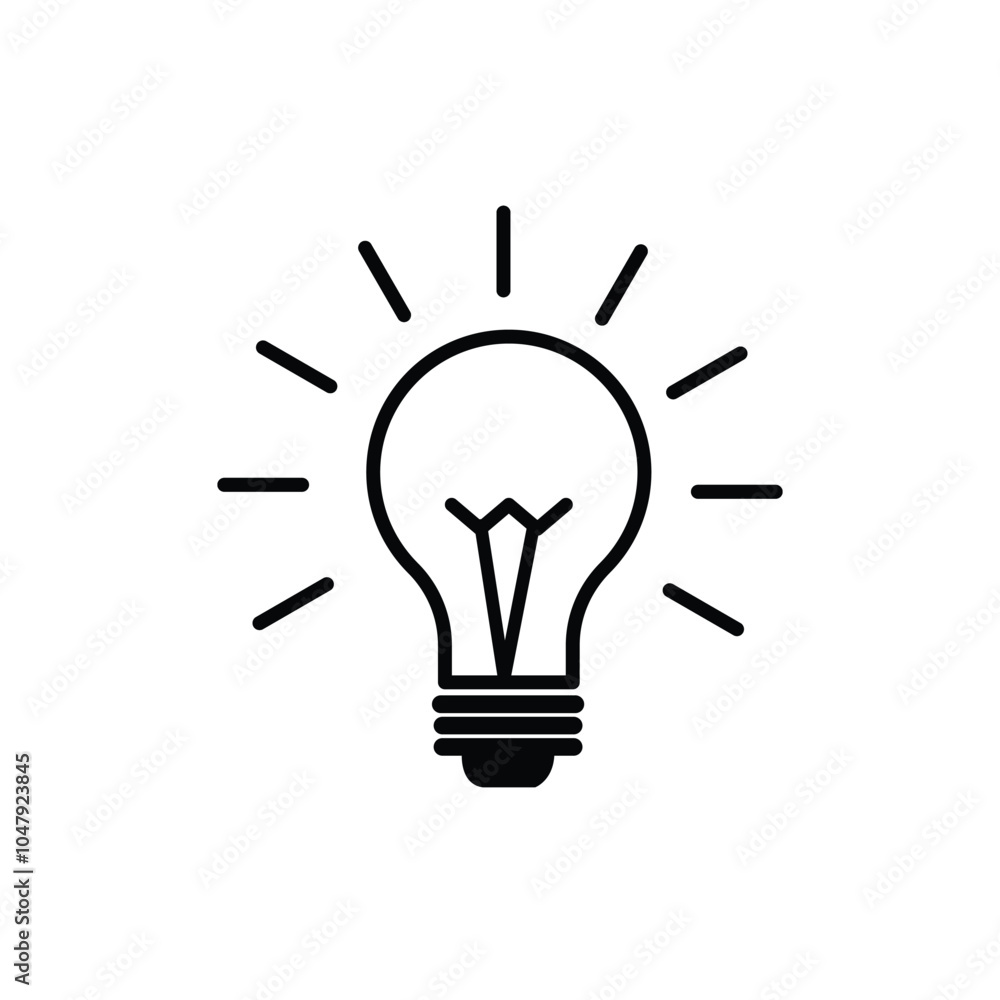 Light bulb icon. Energy and thinking symbol. Creative idea and inspiration concept. Isolated vector illustration on white background. Light bulb icon. Energy and thinking symbol. Creative idea and inspiration concept. Isolated vector illustration on white background.