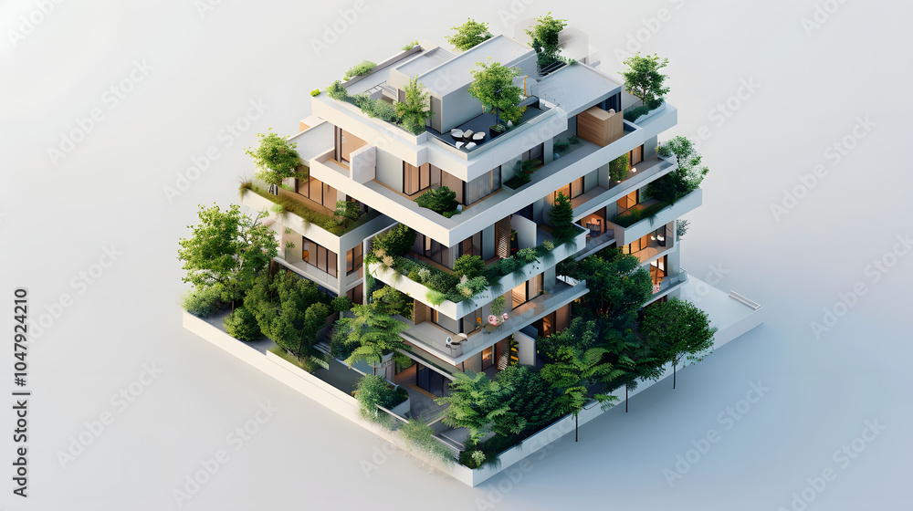 Luxury Apartments japanese design 3D isometric Luxury Apartments japanese design 3D isometric