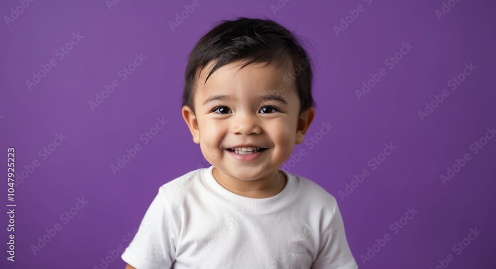 hispanic latino toddler boy purple background wearing plain white tshirt smiling happy portrait hispanic latino toddler boy purple background wearing plain white tshirt smiling happy portrait