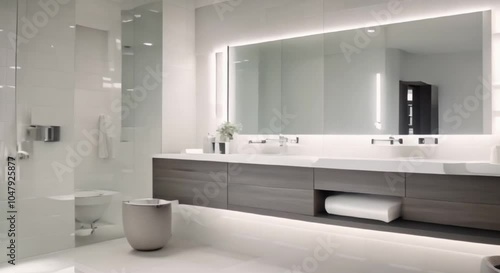 Wallpaper Mural Glossy White Tiles and LED Accent Lighting Torontodigital.ca