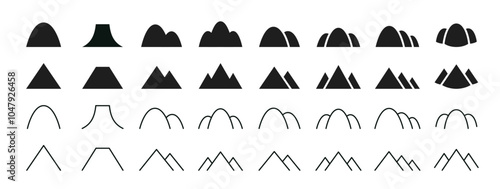 Simple mountain icon set