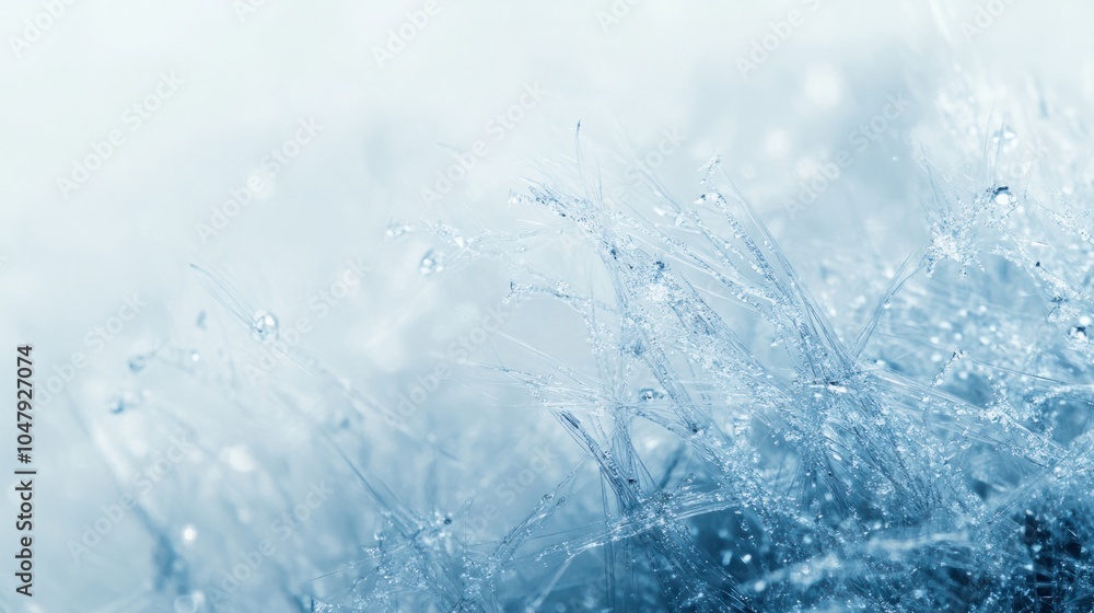 Fototapeta premium abstract background with delicate snowflakes and frosty blue light effects, creating a cold season ambiance, isolated on white