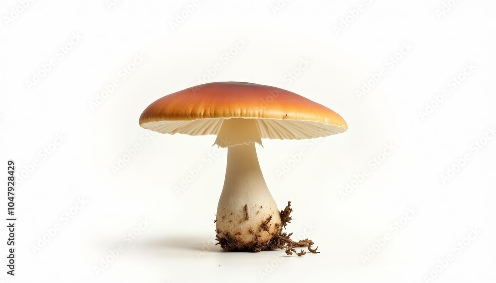 A single vibrant mushroom in bloom A single vibrant mushroom in bloom