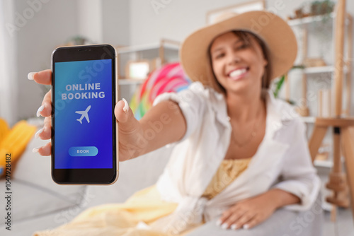 Female tourist with phone i...