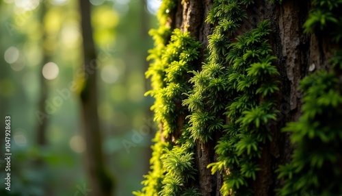  Natures embrace A tree trunk adorned with vibrant green moss