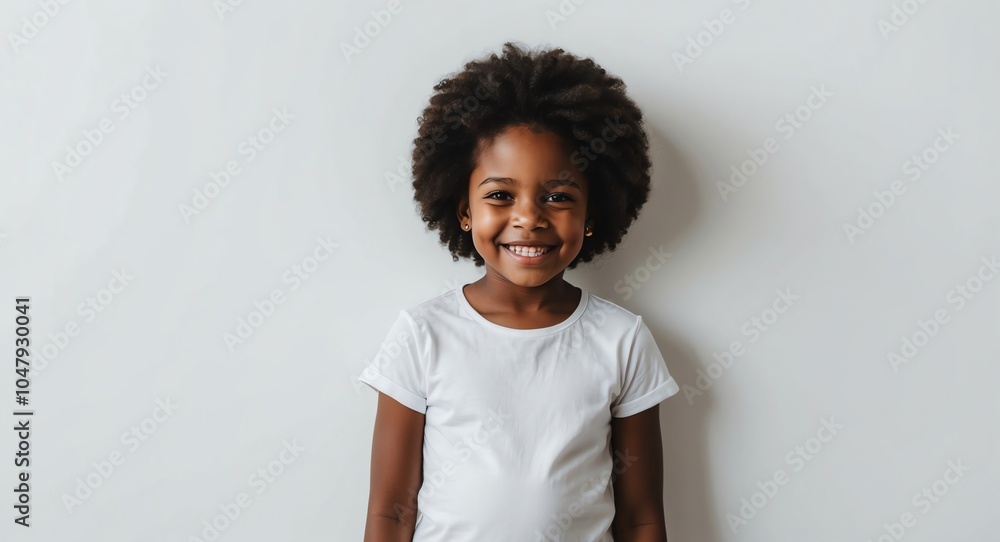 african kid girl white background wearing plain white tshirt smiling happy portrait african kid girl white background wearing plain white tshirt smiling happy portrait