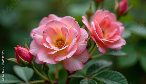  Blooming beauty  A trio of pink roses in full bloom