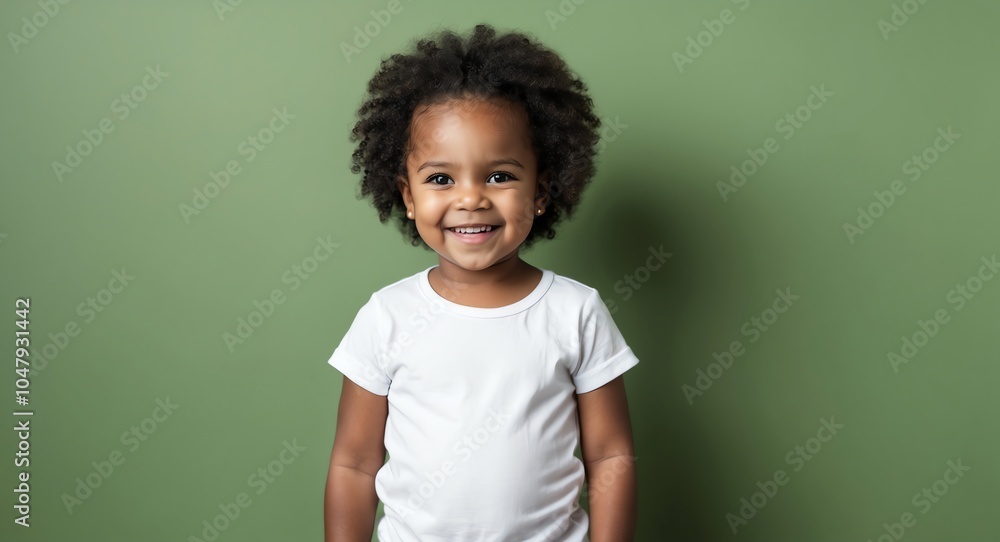 african toddler girl green background wearing plain white tshirt smiling happy portrait african toddler girl green background wearing plain white tshirt smiling happy portrait