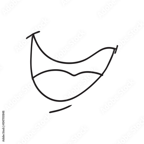 hand drawn kawaii mouth doodles isolated on white background. mouth comic element stock design