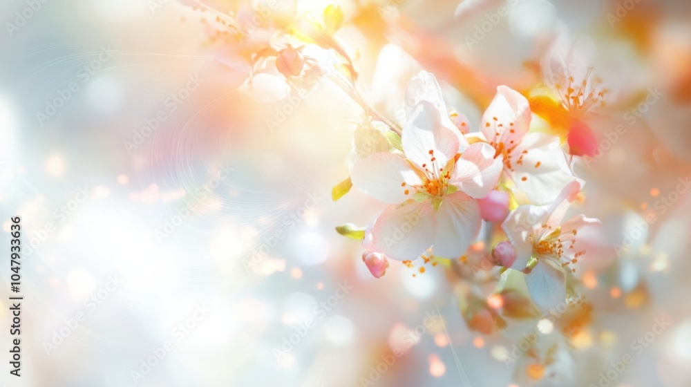 Abstract spring background with soft floral patterns and swirling sunlight, isolated on white Abstract spring background with soft floral patterns and swirling sunlight, isolated on white