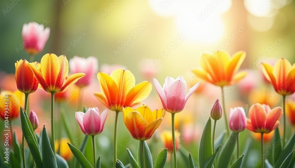 Blooming with Joy A Field of Colorful Tulips Blooming with Joy A Field of Colorful Tulips