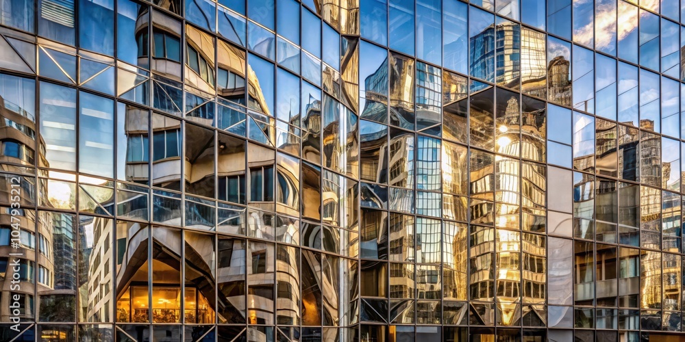 A Kaleidoscope of Reflections in a Modern Glass Facade, Creating a Geometric Tapestry of Light and Shadows A Kaleidoscope of Reflections in a Modern Glass Facade, Creating a Geometric Tapestry of Light and Shadows