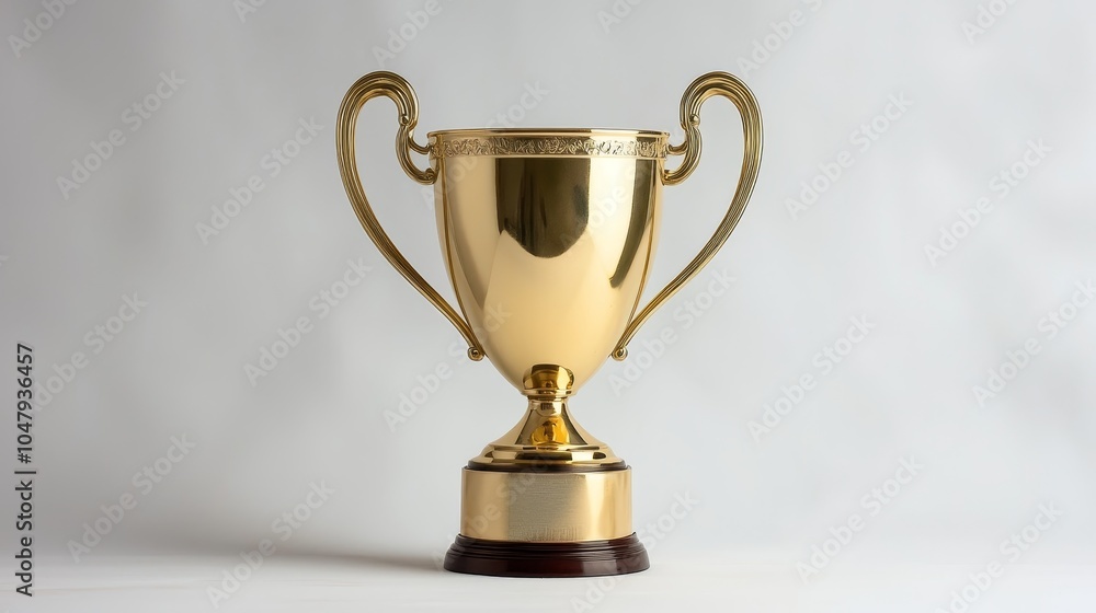 Gleaming Golden Trophy on White Background - Prestigious Award for Success and Victory, Luxurious Achievement Concept Gleaming Golden Trophy on White Background - Prestigious Award for Success and Victory, Luxurious Achievement Concept