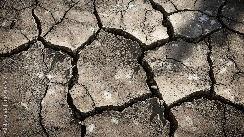 Closeup of cracked dry earth with light and shadow. Closeup of cracked dry earth with light and shadow.