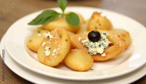  Delicious appetizer with potato wedges and blue cheese