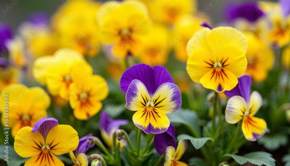 Blooming beauty A vibrant garden of yellow and purple flowers Blooming beauty A vibrant garden of yellow and purple flowers