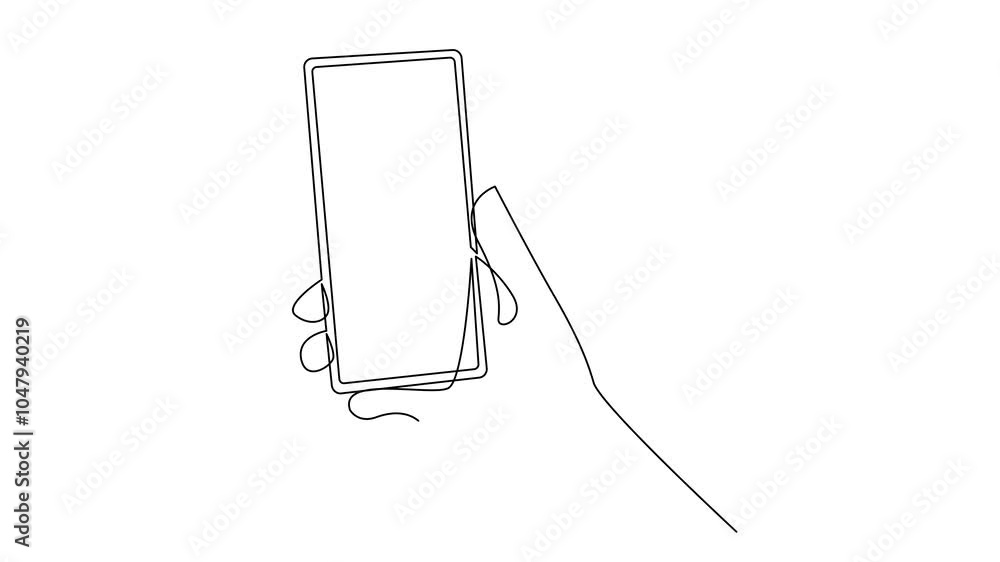 Hand holding phone continues illustration design template