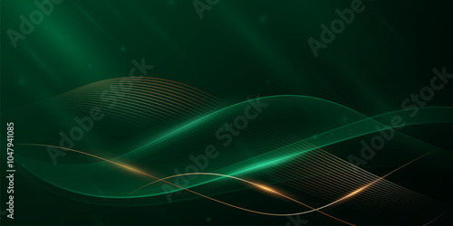 green abstract background with luxury golden elements vector illustration