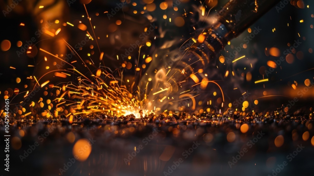 Sparks Fly During Metal Welding Process Sparks Fly During Metal Welding Process
