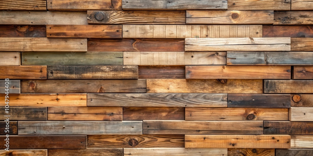 A Rustic Wood Wall Panel with Varied Grain and Color Patterns, Featuring a Blend of Light and Dark Wood Tones A Rustic Wood Wall Panel with Varied Grain and Color Patterns, Featuring a Blend of Light and Dark Wood Tones