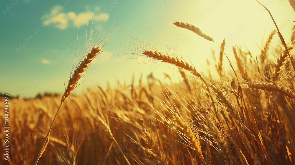 Fototapeta premium Golden Wheat Field on a Sunny Day