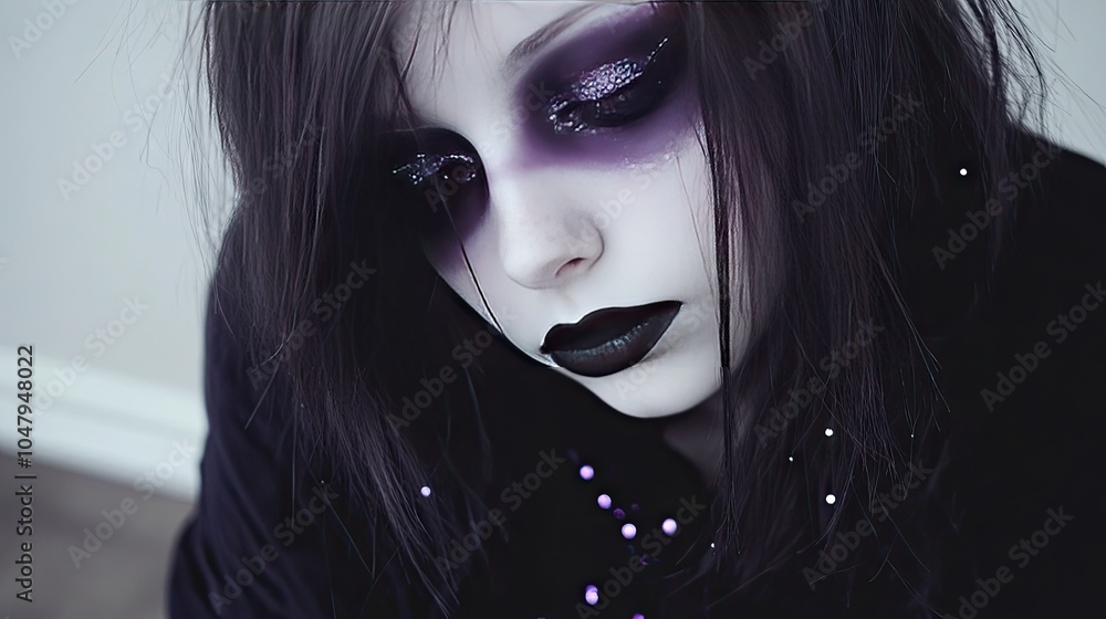 Obraz premium Dark Glamour with Bold Makeup and Expression
