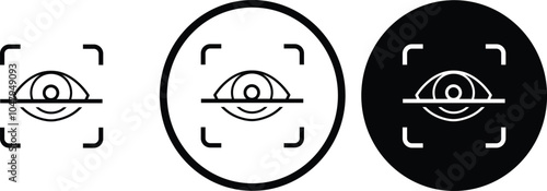 icon Retina Recognition black outline for web site design 
and mobile dark mode apps 
Vector illustration on a white background